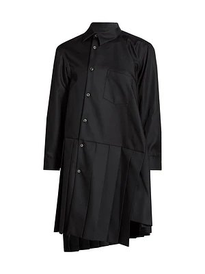 Asymmetric Pleated Shirtdress