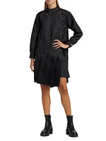 Asymmetric Pleated Shirtdress