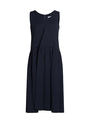 Wool Drop-Waist Midi-Dress