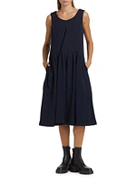 Wool Drop-Waist Midi-Dress