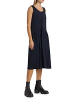 Wool Drop-Waist Midi-Dress