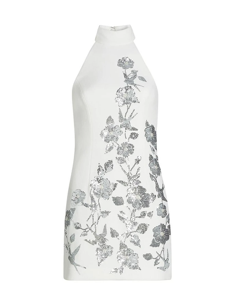 Monroe Sequined Floral Halter Minidress