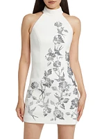 Monroe Sequined Floral Halter Minidress