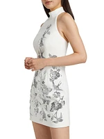 Monroe Sequined Floral Halter Minidress