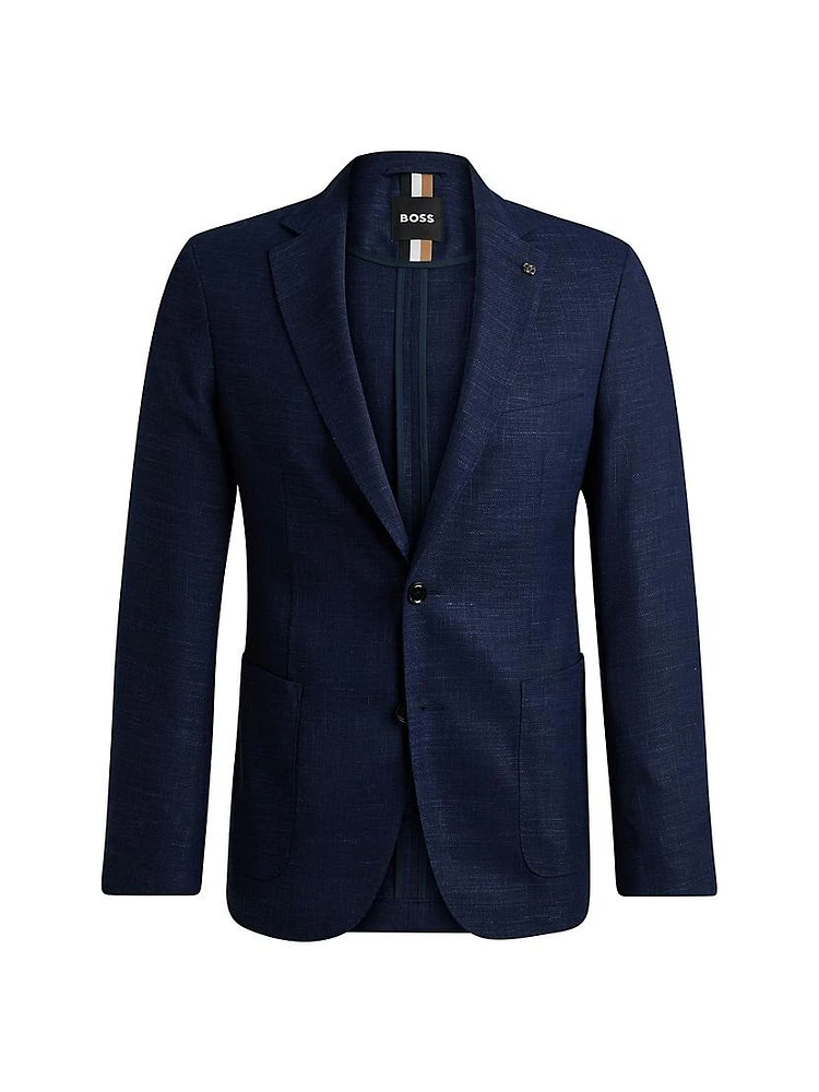 Slim-Fit Jacket Melange Stretch Cloth