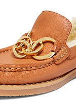 Jane Sherpa-Trimmed Leather Loafers