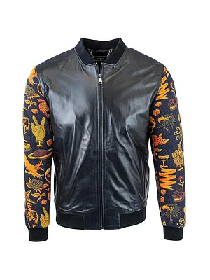 Leather Sleeve Skull Jacket