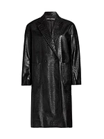 Faux Croc Leather Coat