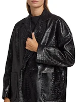 Faux Croc Leather Coat