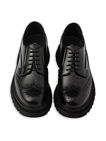 Brushed Leather Derby Brogue Shoes