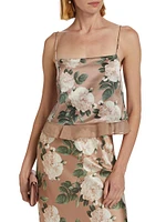 Malaga Floral Satin Cropped Camisole