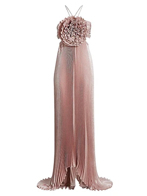 Pleated Shimmer Gown