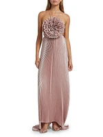 Pleated Shimmer Gown