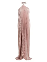 Deesse Pleated Halter Maxi Dress