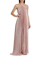 Deesse Pleated Halter Maxi Dress