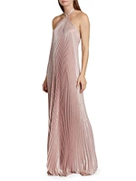 Deesse Pleated Halter Maxi Dress