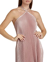 Deesse Pleated Halter Maxi Dress