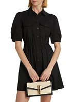 Lincoln Twill Puff-Sleeve A-Line Minidress