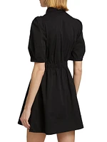 Lincoln Twill Puff-Sleeve A-Line Minidress