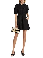 Lincoln Twill Puff-Sleeve A-Line Minidress