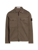 Stretch-Cotton Zip-Front Overshirt