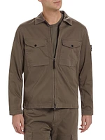 Stretch-Cotton Zip-Front Overshirt