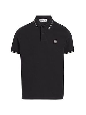 Cotton-Blend Patch Polo Shirt