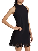 Ditte Laser-Cut Halter Minidress