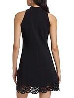 Ditte Laser-Cut Halter Minidress