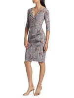 Florien Chainlink Check Surplice Midi-Dress