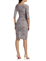 Florien Chainlink Check Surplice Midi-Dress