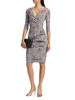 Florien Chainlink Check Surplice Midi-Dress