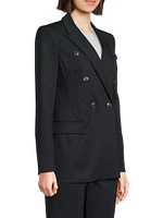 Cotton-Blend Double-Breasted Blazer