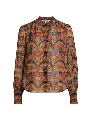Esmeralda Abstract Silk Blouse