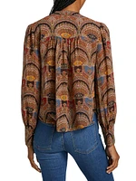 Esmeralda Abstract Silk Blouse