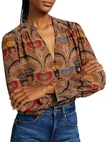 Esmeralda Abstract Silk Blouse