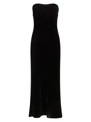Flora Velvet Strapless Maxi Dress