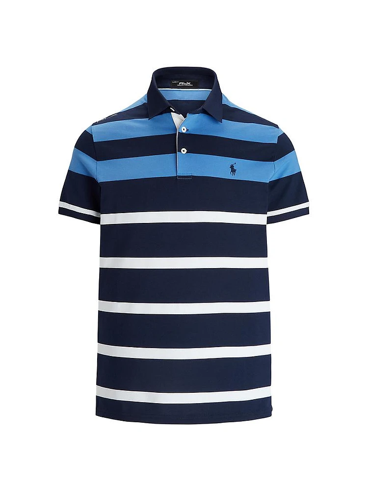 Striped Performance Piqué Short-Sleeve Polo Shirt