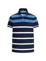 Striped Performance Piqué Short-Sleeve Polo Shirt