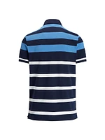 Striped Performance Piqué Short-Sleeve Polo Shirt