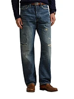 Distressed Straight-Leg Jeans