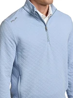 Quilted Double-Knit Quarter-Zip Sweater