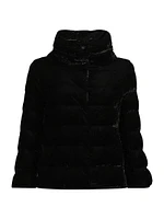 Marbled Velvet Down Puffer Jacket