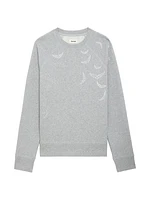 Wing Crystal-Embellished Crewneck Sweatshirt