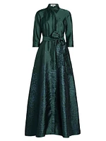 Jacquard Taffeta Shirt Gown