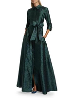 Jacquard Taffeta Shirt Gown