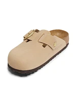 Boston Big Buckle Leather Slides