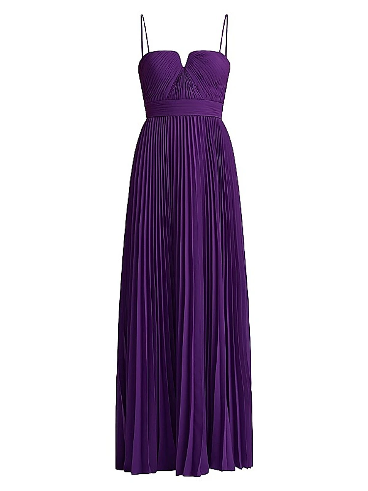 Pleated A-Line Gown