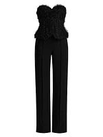 Applique-on-Lace Bustier Jumpsuit