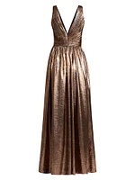 Metallic Pleated Gown